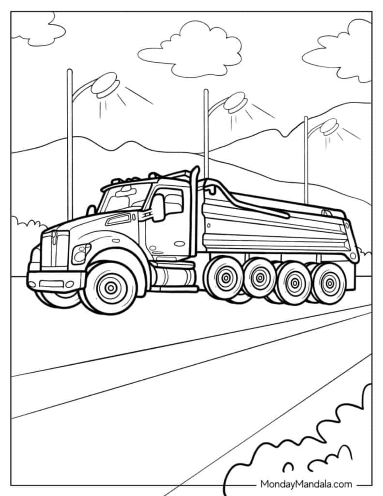 Truck coloring pages free pdf printables