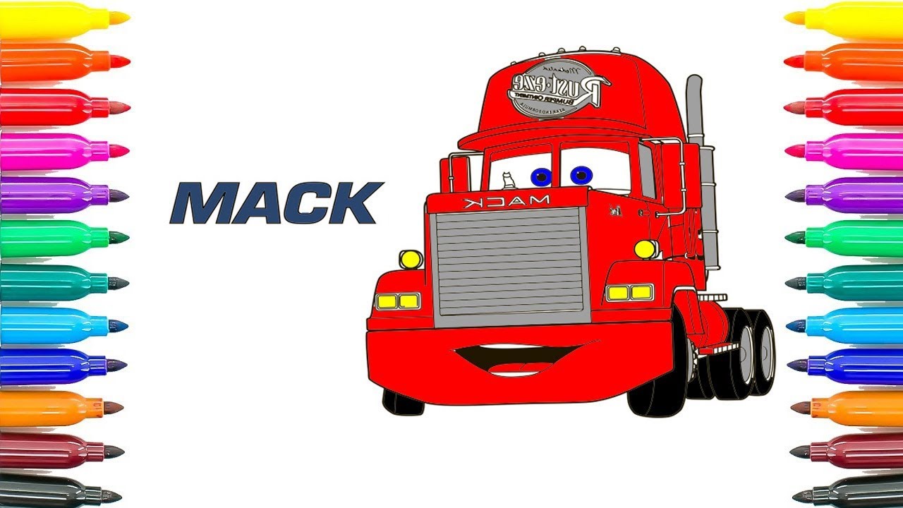 How to paint cars mack coloring pages for kids how to paint cars mack funny coloring book