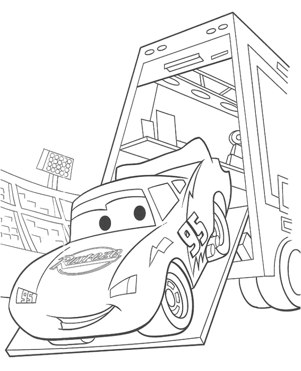 Cars cartoon coloring page with mcqueen