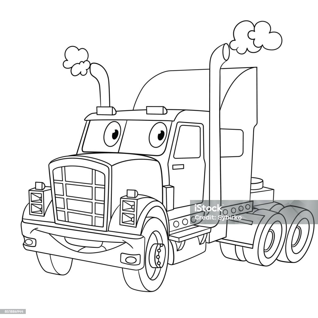 Cartoon heavy semitruck stock illustration