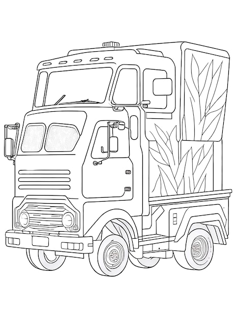 Premium ai image truck coloring page for kids