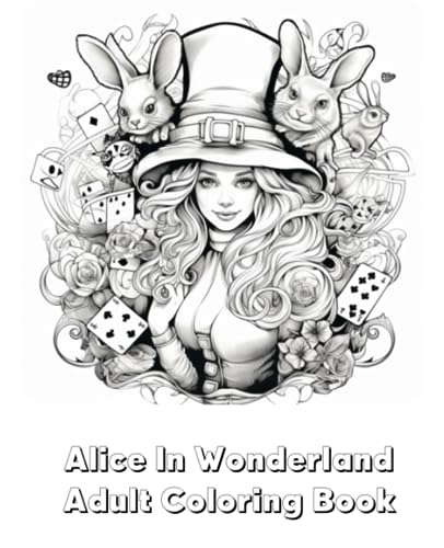 Coloring book for adults alice in wonderland coloring featuring alice the white rabbit and the mad hatter suitable for adults ethereal and dark images by bramble crafts