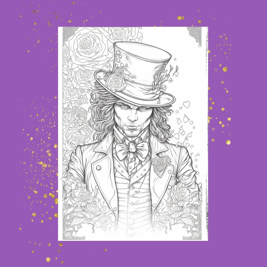 Mad hatter coloring page