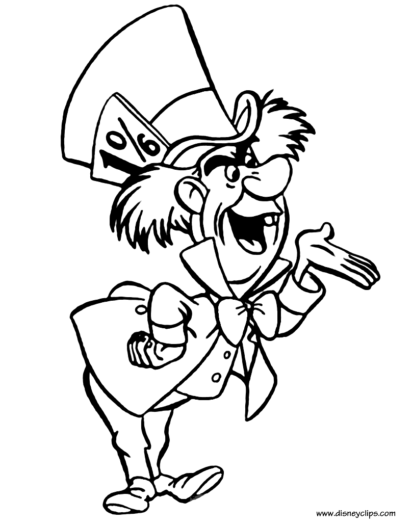 Mad hatter coloring page