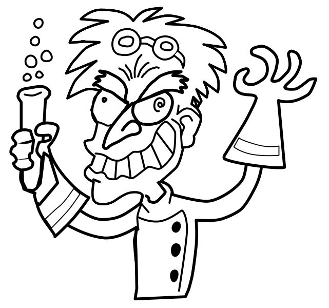 The mad scientist making a potion is crazy filemad scientist bwsvg coloring pages mad scientist super coloring pages