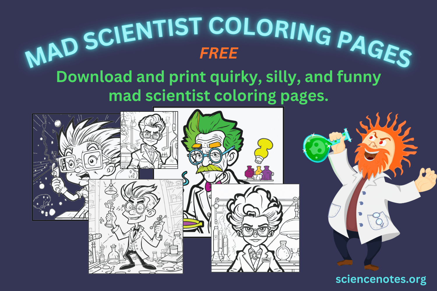 Mad scientist coloring pages