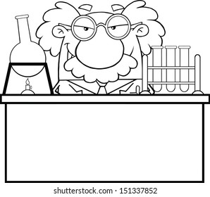 Black white mad scientist professor laboratory stock vector royalty free