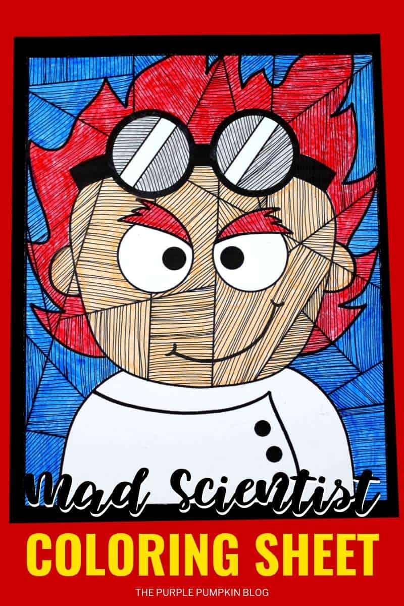 Free printable mad scientist loring sheet for kids