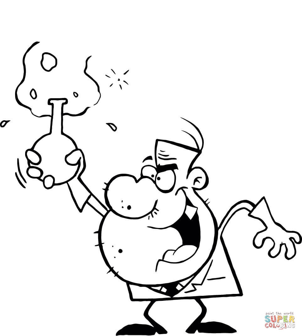 Cartoon mad scientist coloring page free printable coloring pages