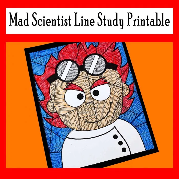 Mad scientist line study printable activity