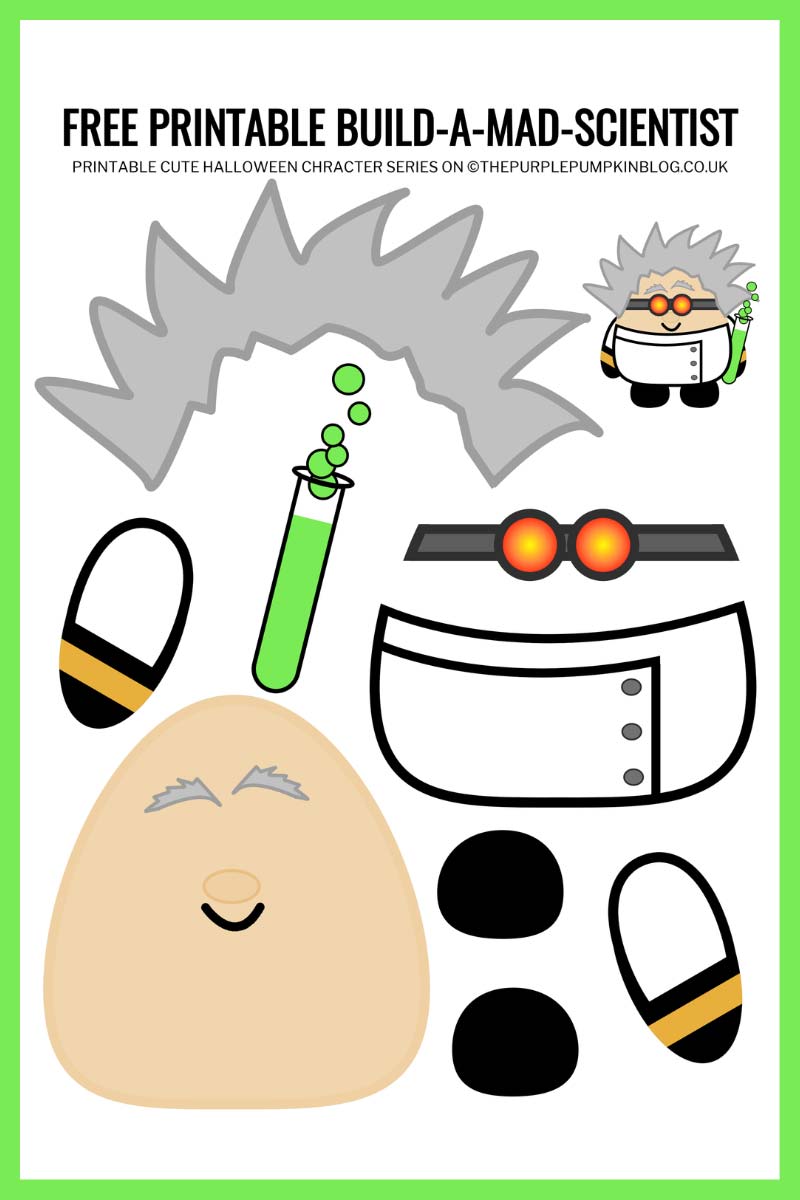 Free printable build a mad scientist craft template for halloween