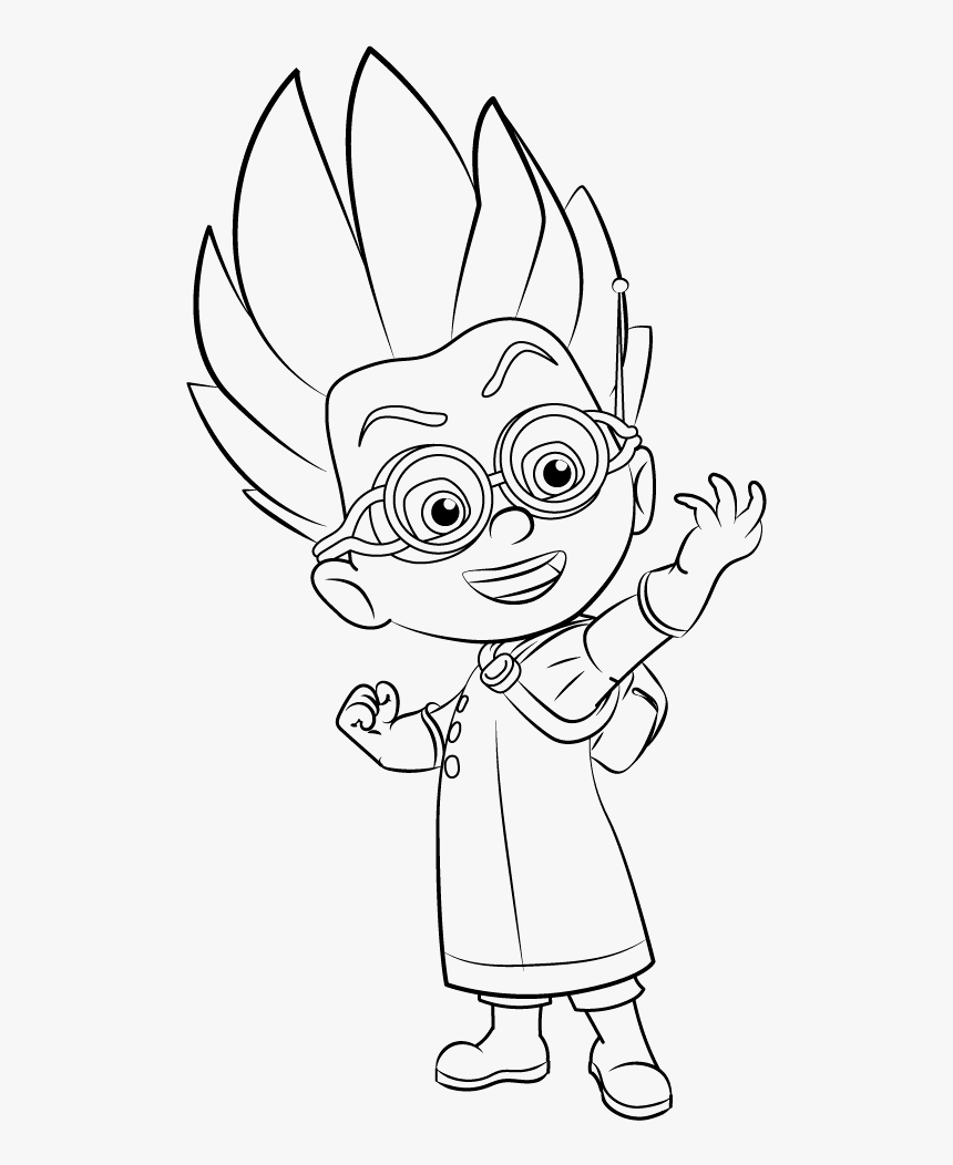 Evil young mad scientist from pj masks coloring page