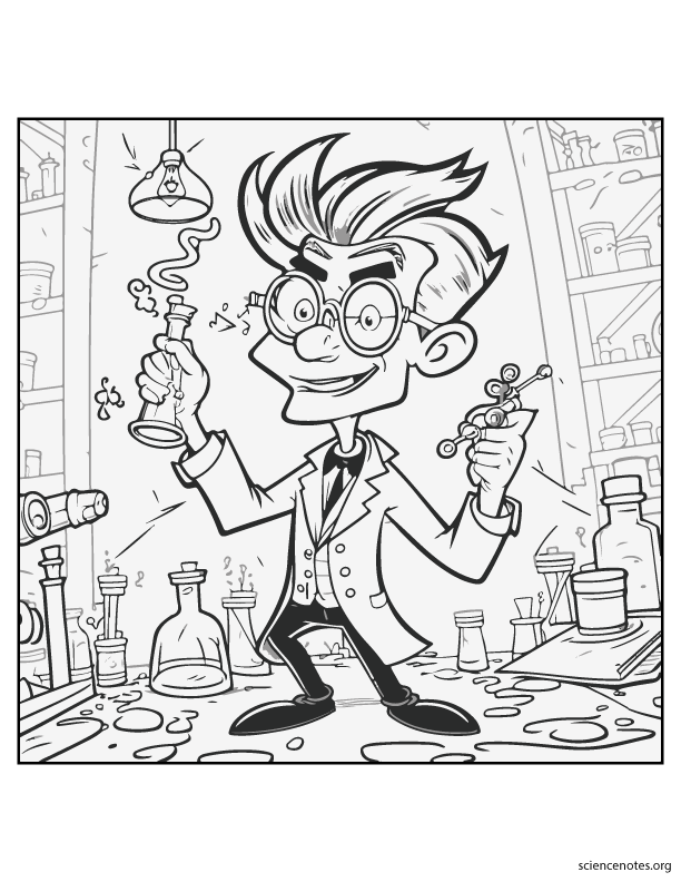 Mad scientist coloring pages