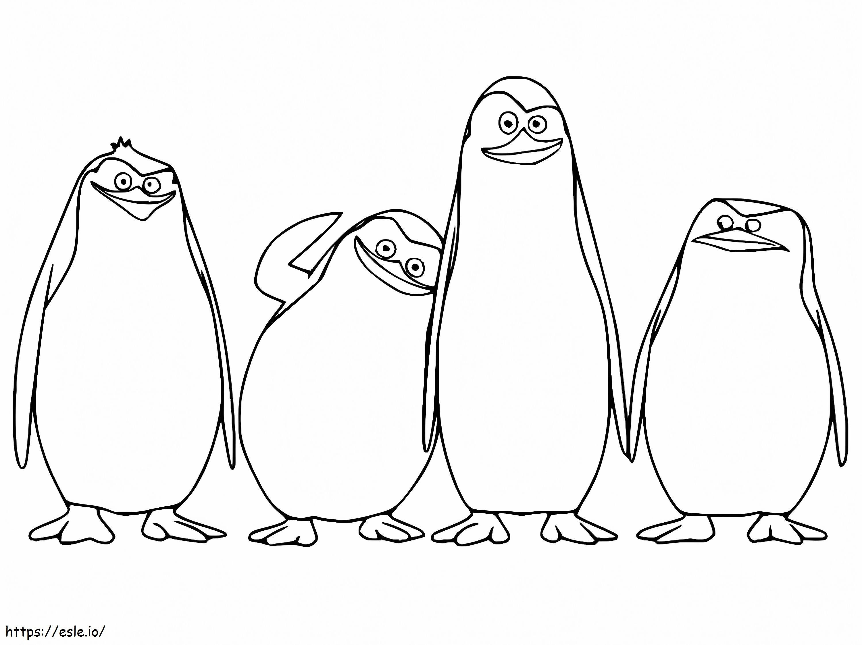 Cute penguins of madagascar coloring page