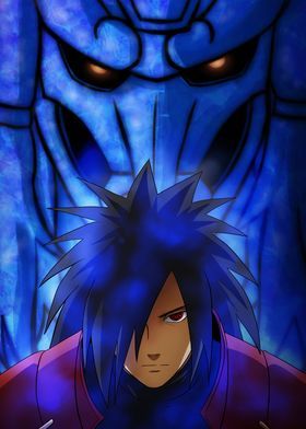 Blue energy monster poster by mcashe art displate madara uchiha wallpapers naruto madara naruto wallpaper