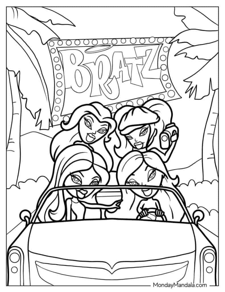 Bratz coloring pages free pdf printables