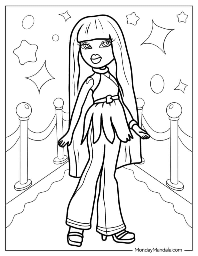 Bratz coloring pages free pdf printables