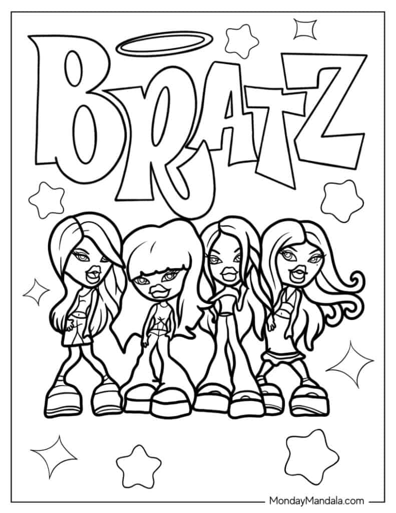 Bratz coloring pages free pdf printables