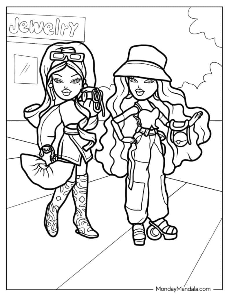 Bratz coloring pages free pdf printables