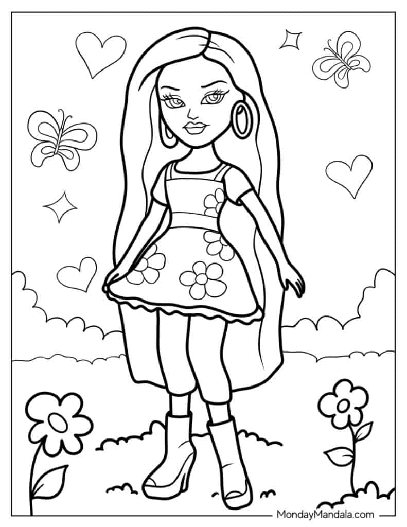 Bratz coloring pages free pdf printables