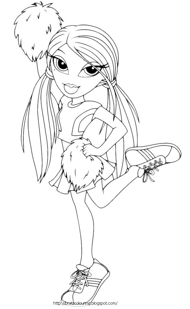 Bratz coloring pages cheerleading coloring page free coloring book art sports coloring pages coloring pages for kids