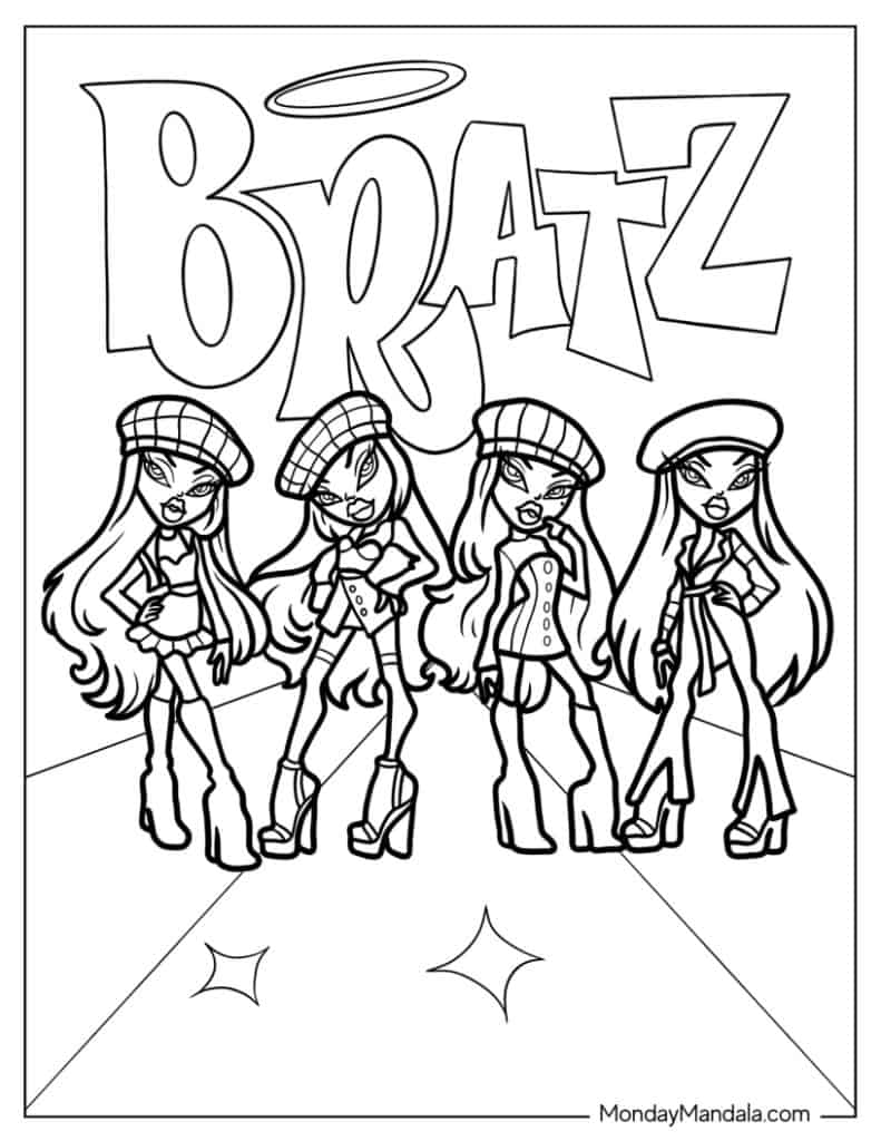 Bratz coloring pages free pdf printables