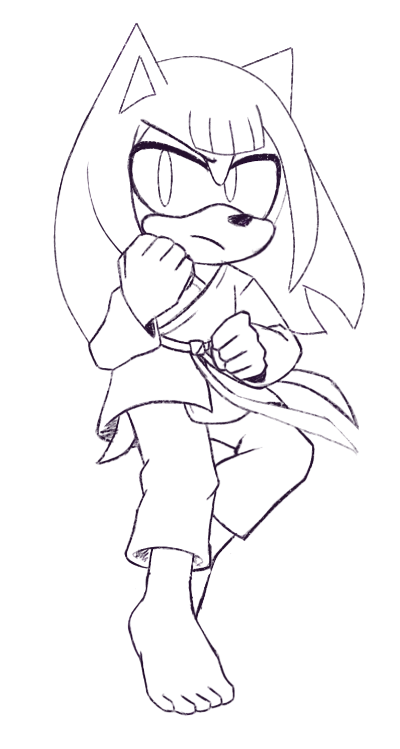 Madeline karate gi outfit pose sketch by sonicgalaxy