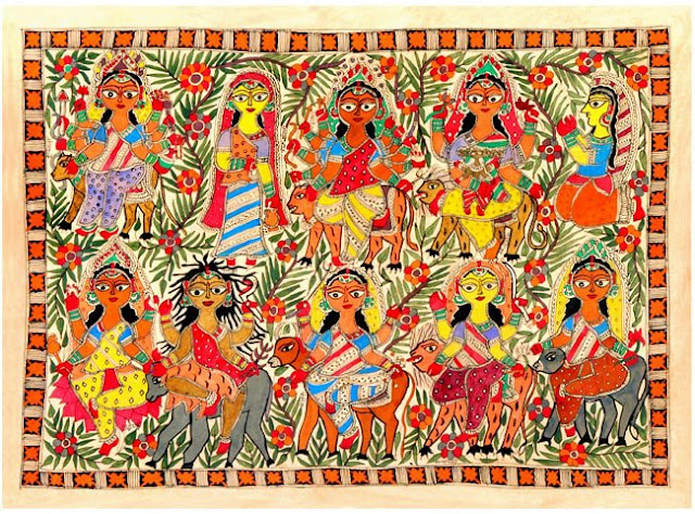 Kohbar Auspicious Marriage Diagram Madhubani Painting