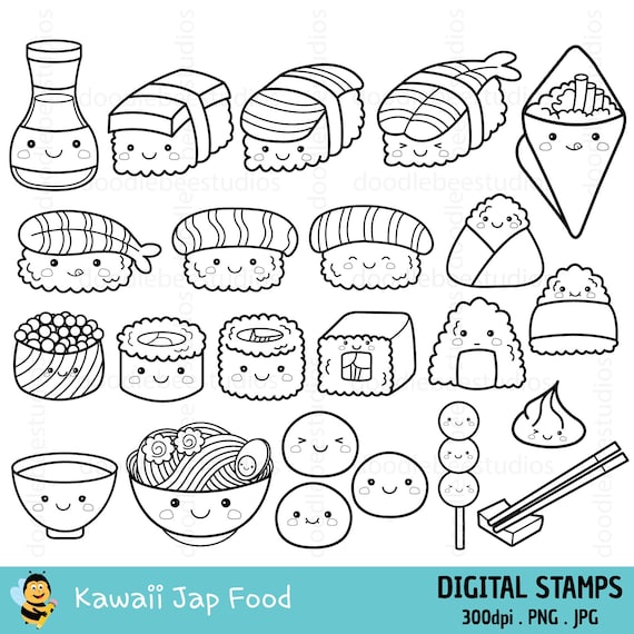 Kawaii sushi clipart kawaii sushi clipart cute sushi digital stamps cute japanese food clipart jap food coloring pages cute sushi rolls