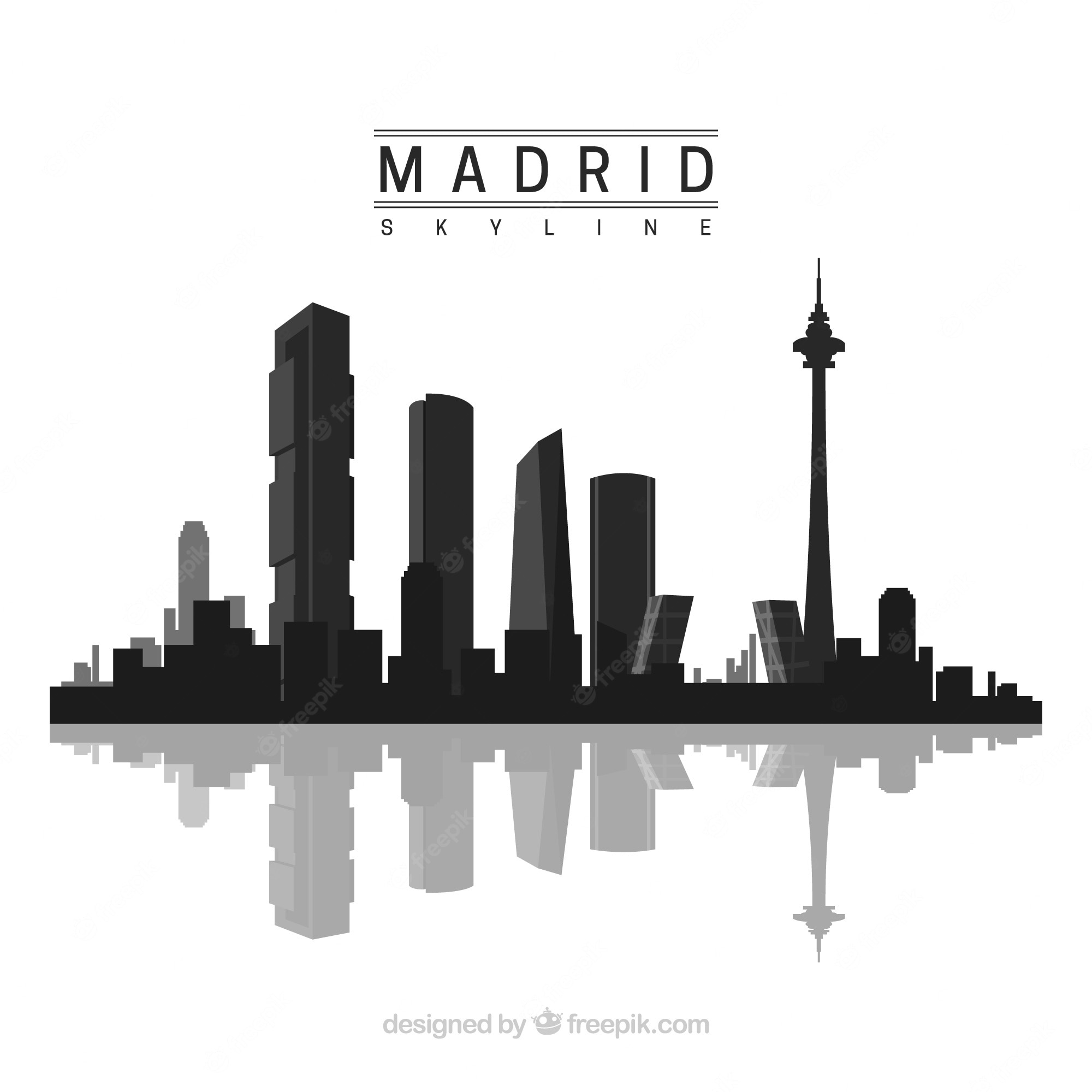 Мадрид город силуэт векторный