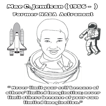 Mae jemison coloring page sheet activity