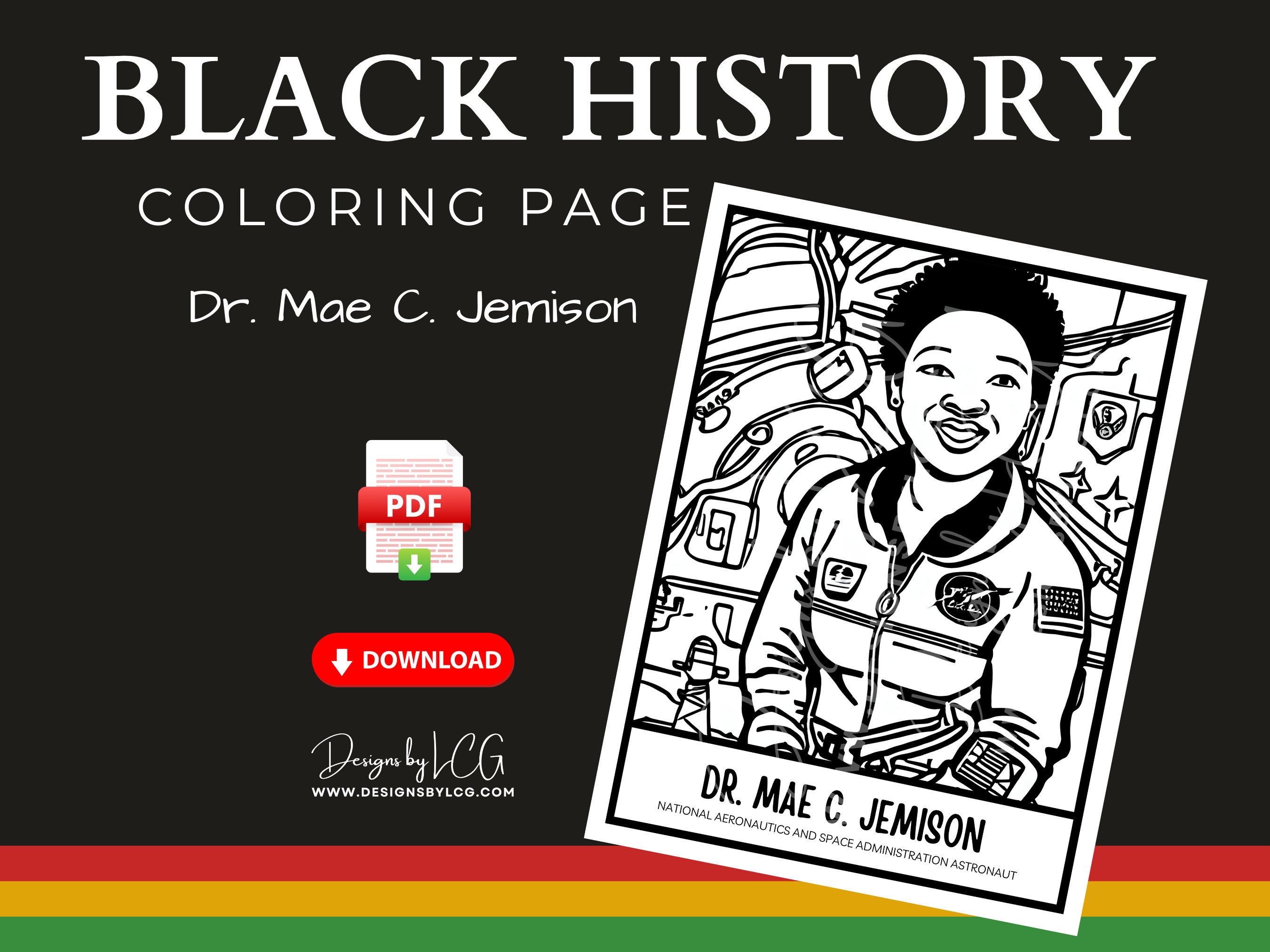 Mae jemison black history month activities for kids coloring page black history black history printable activities educational printable