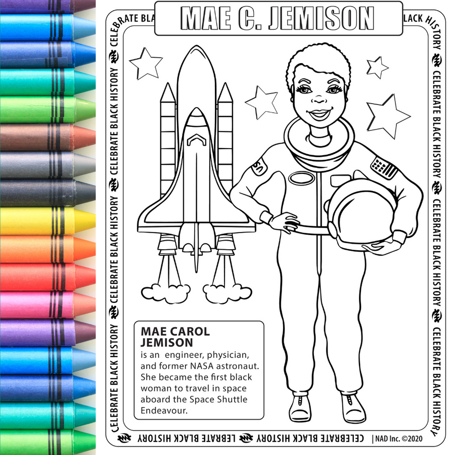 Mae jemison coloring page digital download â new africa designs