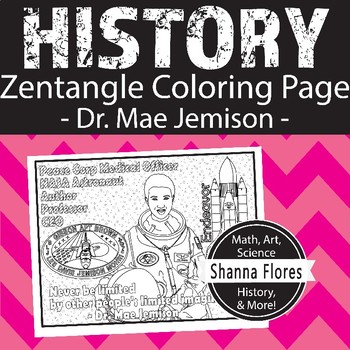 History dr mae jemison zentangle coloring page