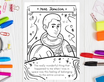 Mae jemison coloring page black women in history printable drawing black history month coloring sheet quote science activity women in stem