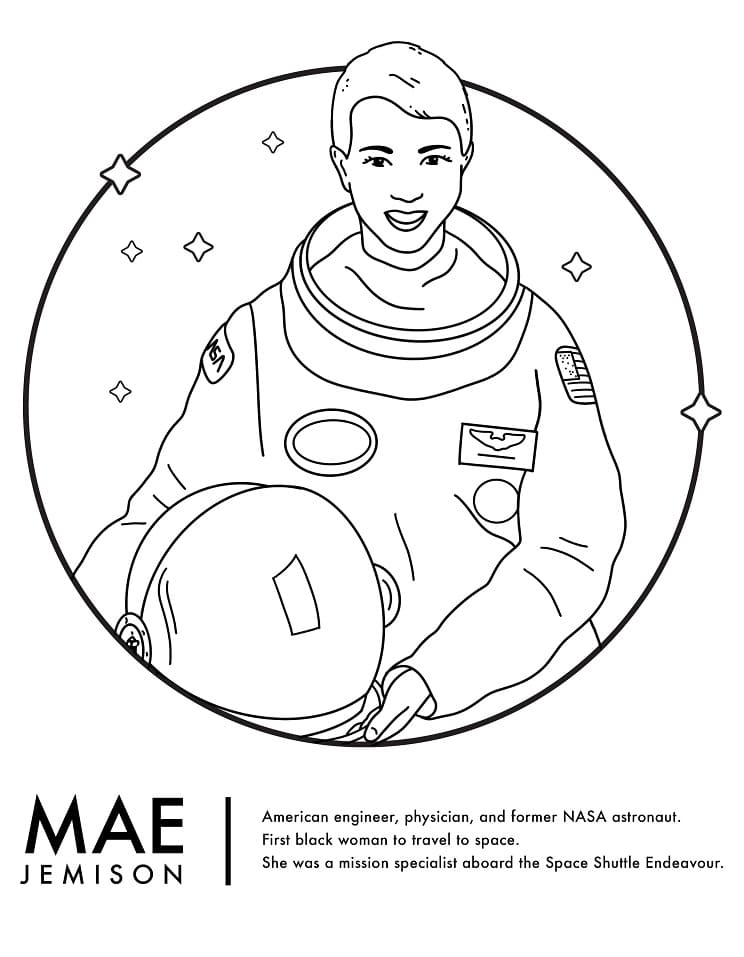 Free printable mae jemison fãrbung seite