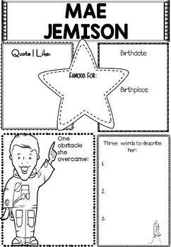 Graphic organizer mae jemison by little lotus tpt