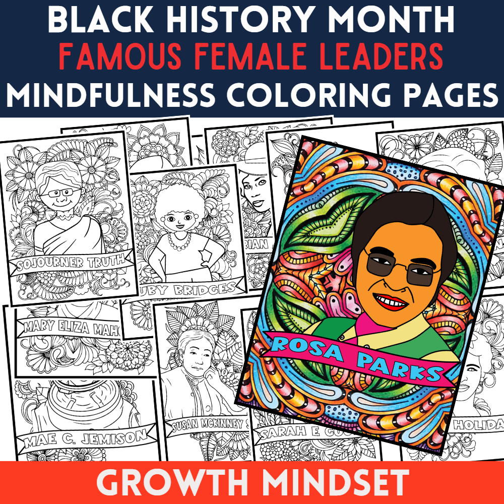 Important female figures in black history monthmindfulness coloring sheets made by teachers