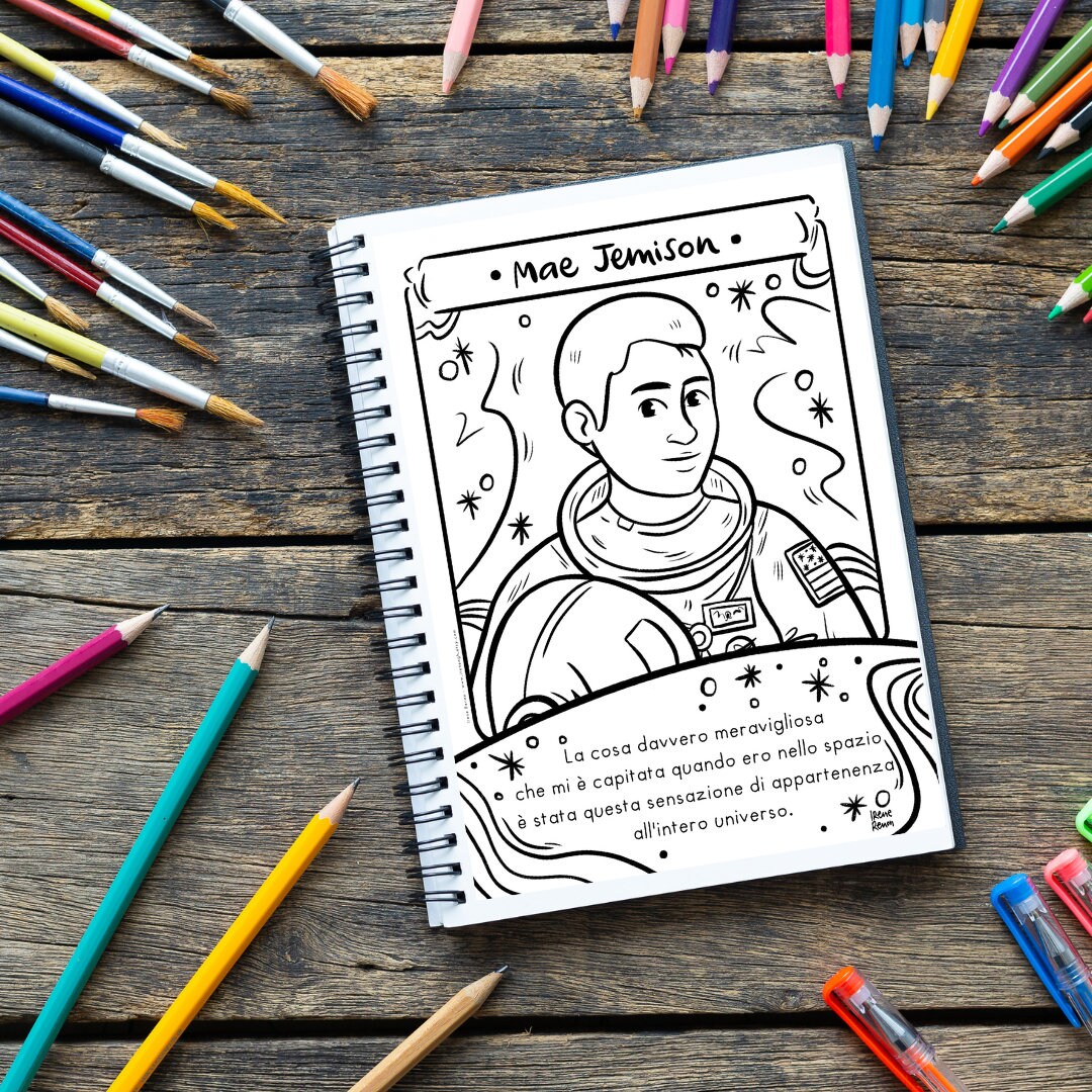 Mae jemison coloring page black women in history printable drawing black history month coloring sheet quote science activity women in stem instant download