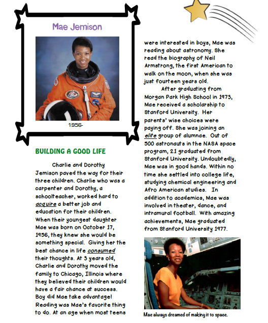 Mae jemison informational text black history month activities women history month projects black history facts