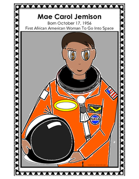 Mae jemison coloring sheet and poster african american female astronaut