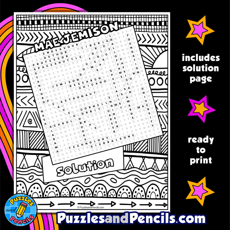 Mae jemison word search puzzle activity black history month wordsearch made by teachers