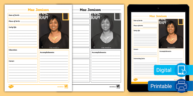 All about mae jemison research and write activity