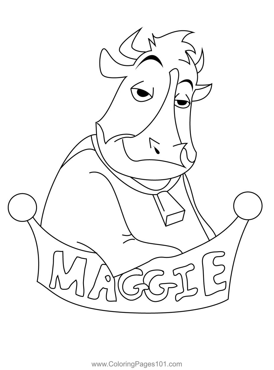 Close up cow coloring page for kids