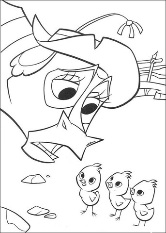 Maggie and three chicks coloring page free printable coloring pages