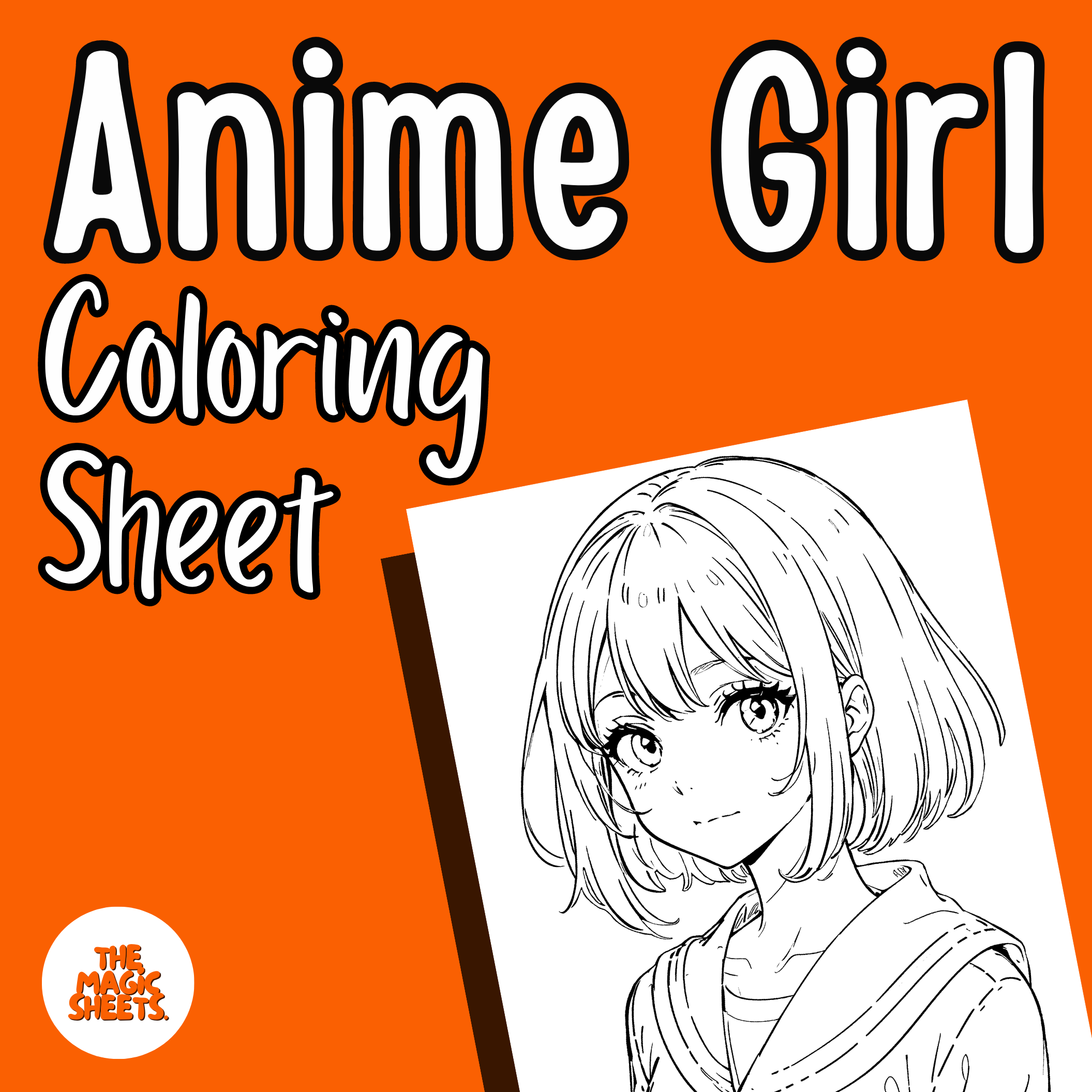 Cute anime girl coloring sheet made by teachers