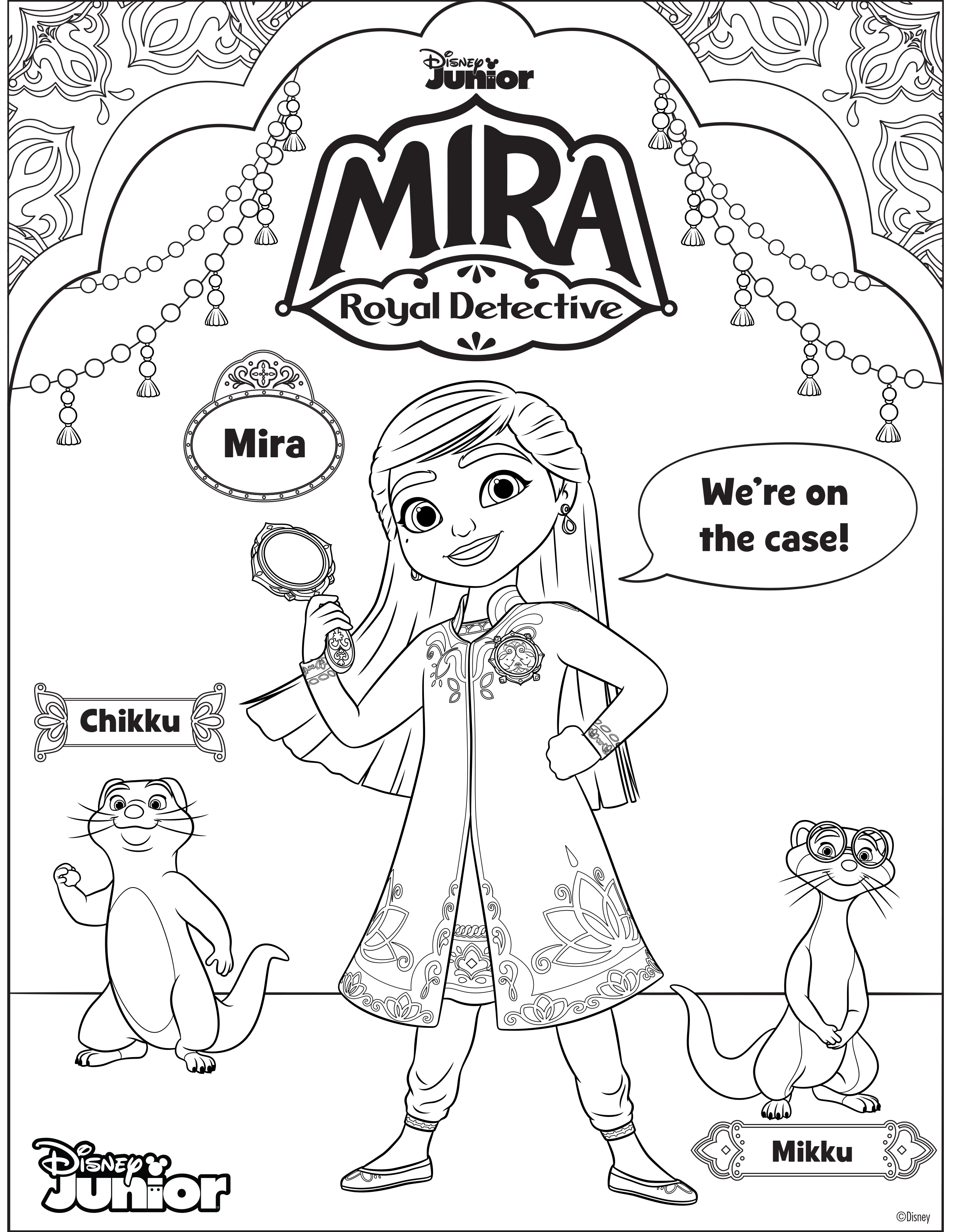 Enjoy these three mira royal detective coloring sheets