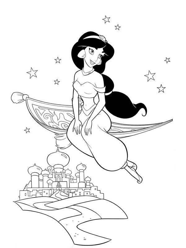 Princess jasmine on magic carpet coloring page