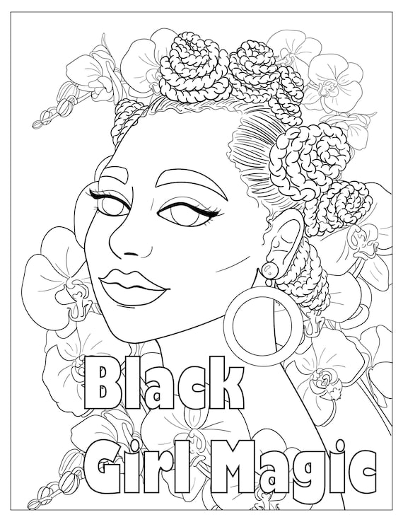 Black girl magic black woman coloring page printable coloring pages