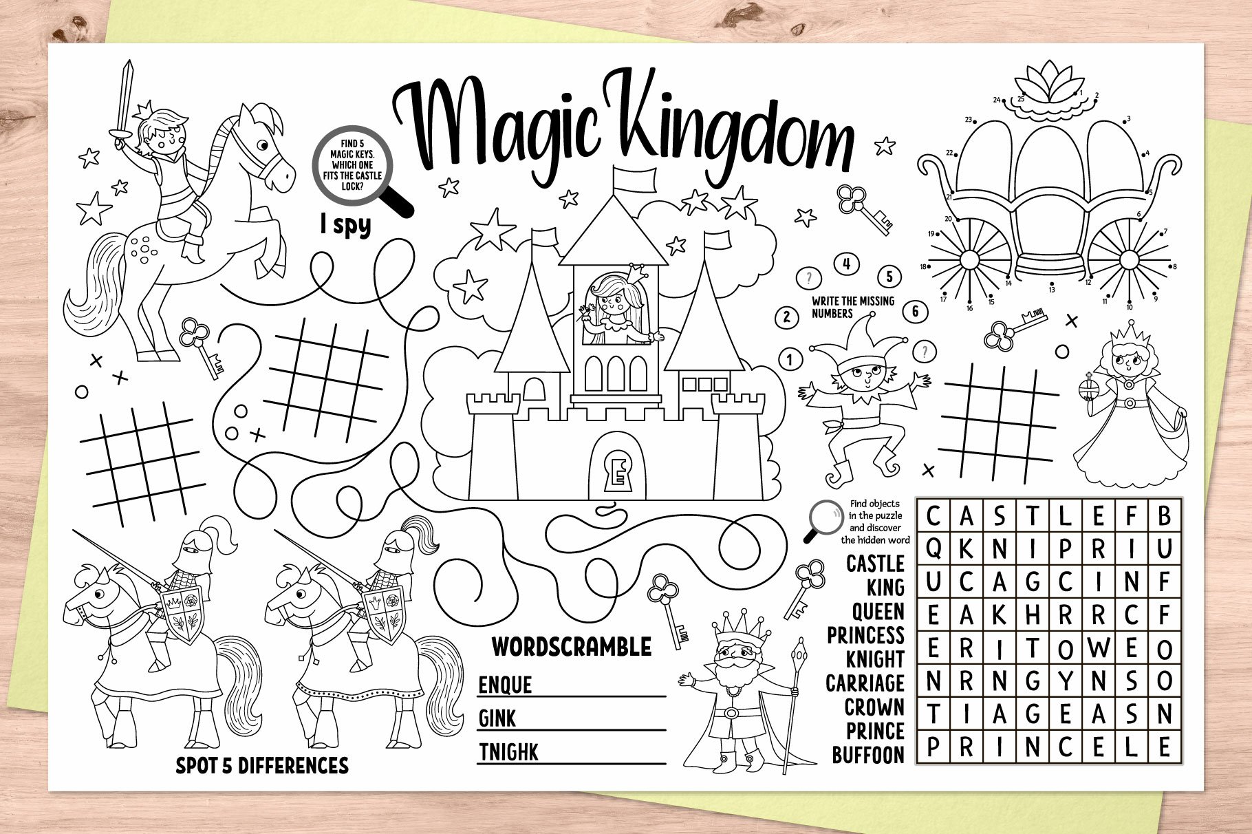 Magic kingdom activity mats